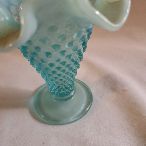 Vintage Fenton Aqua Blue Opalescent Fluted Vase - Picture 2 of 4